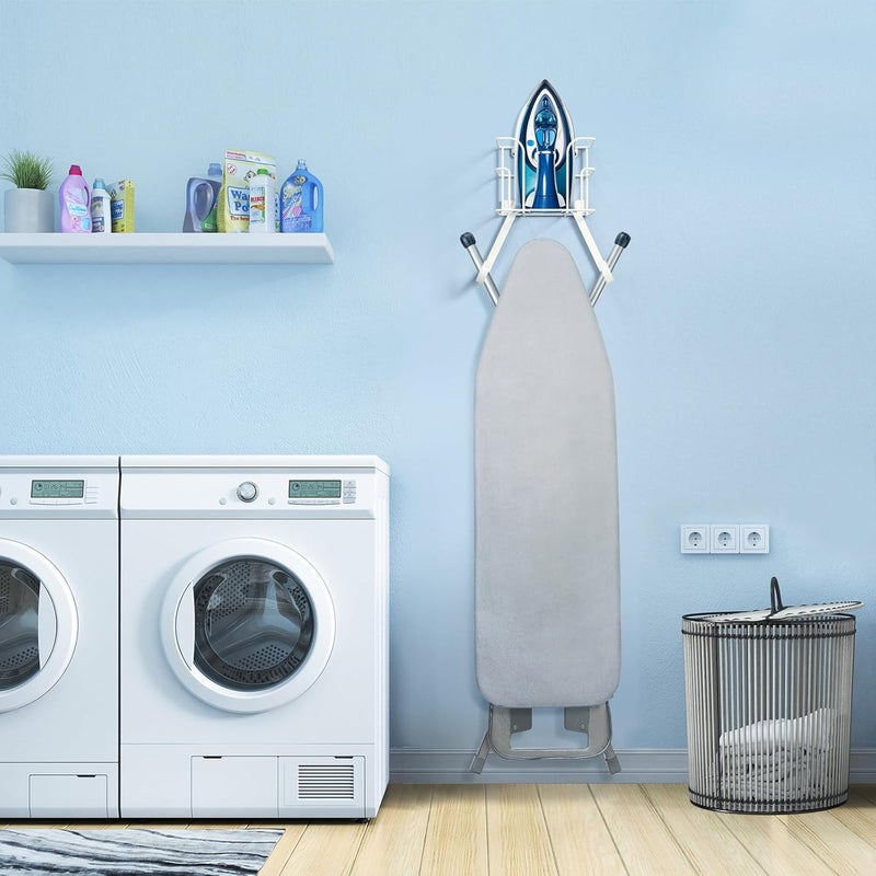 ORLESS Over The Door/Wall Mount Ironing Board Hanger, Laundry Room Iron and Ironing Board Caddy Storage Holder (White) - Image 3